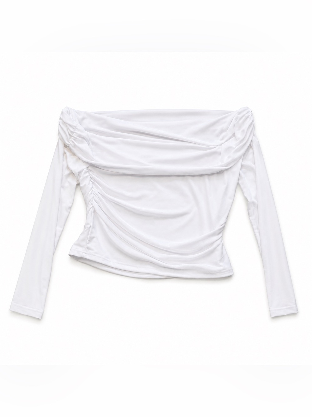 Off-Shoulder White Long-Sleeve Women's Top